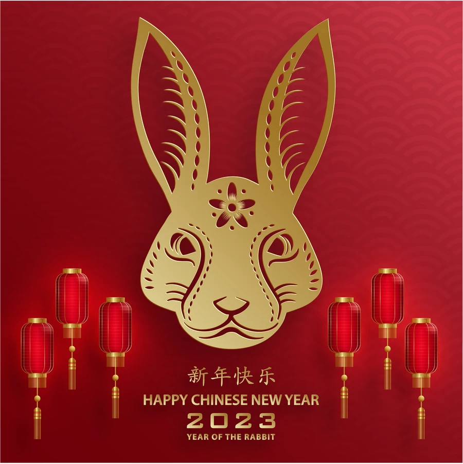 2023兔年中国风新年春节剪纸风节日宣传插画海报背景展板AI素材【046】